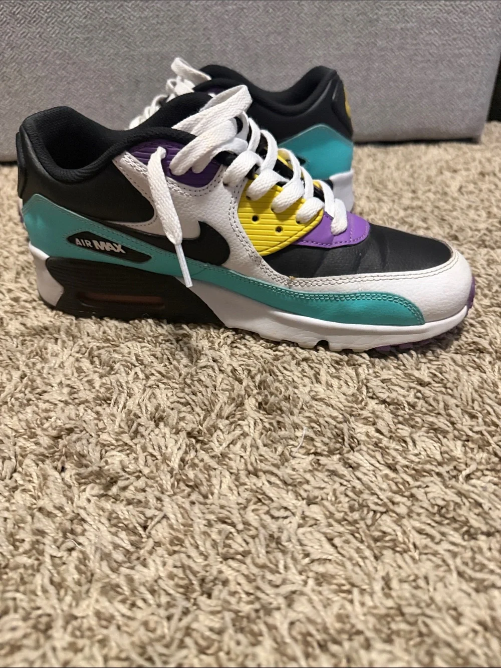 Nike Big Kids Air Max Sneakers - Teal/Black/White/Purple/Yellow